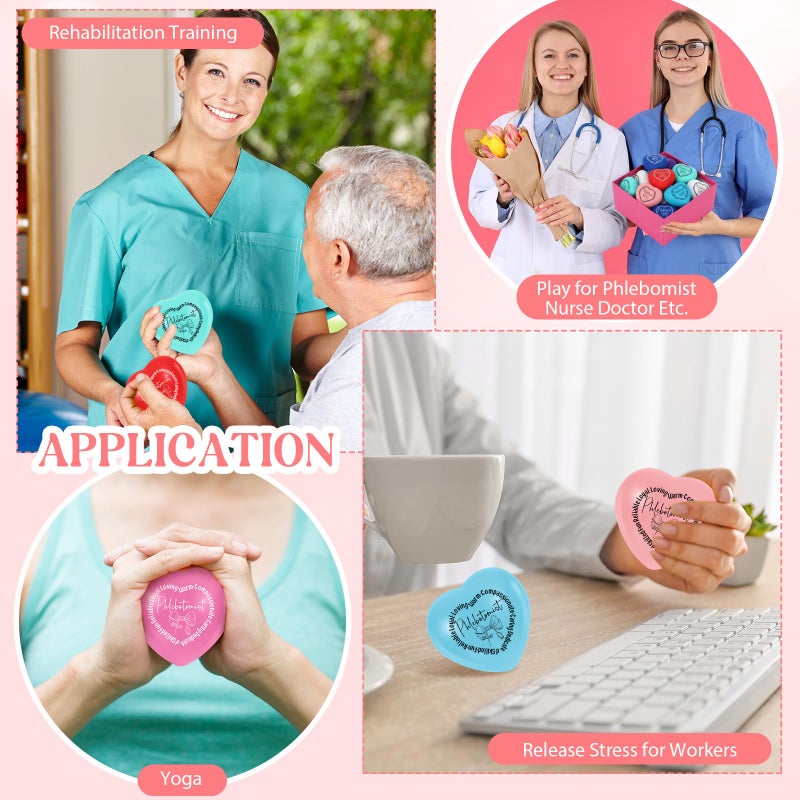 Arrowbash 20 Pcs Phlebotomist Heart Stress Balls Bulk Phlebotomy Nurse Thank You Appreciation Gifts Multicolor Relief Stress Ball Nursing Assistants Adult Medical Work Valentine Team Gifts - Image 5