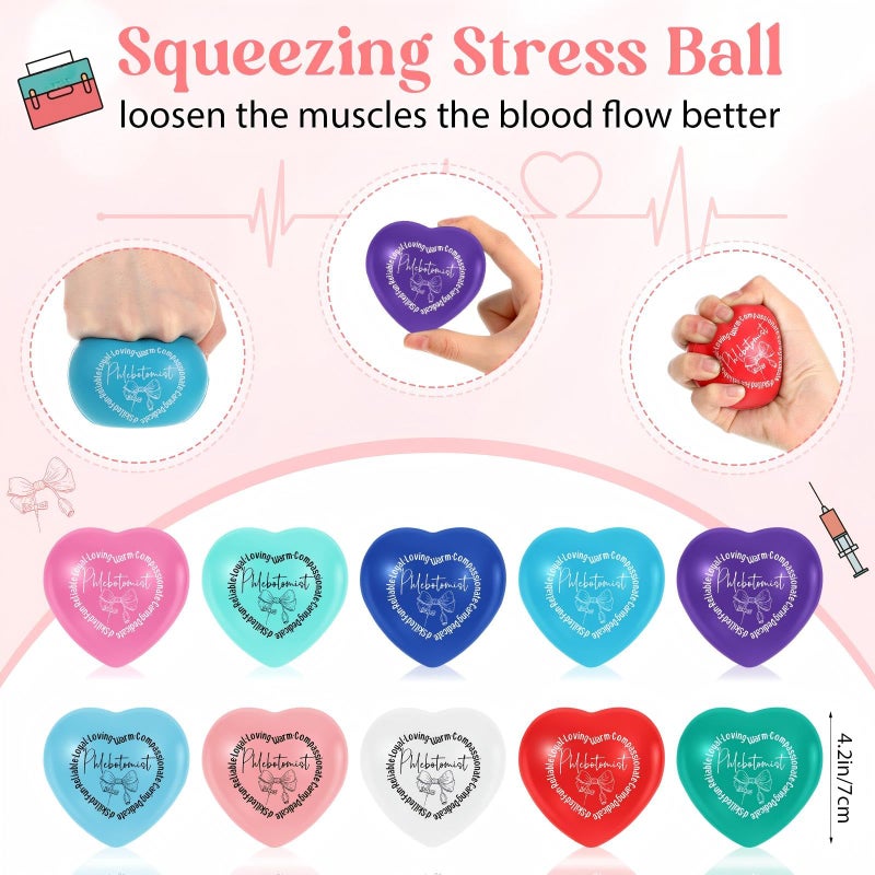 Arrowbash 20 Pcs Phlebotomist Heart Stress Balls Bulk Phlebotomy Nurse Thank You Appreciation Gifts Multicolor Relief Stress Ball Nursing Assistants Adult Medical Work Valentine Team Gifts - Image 2