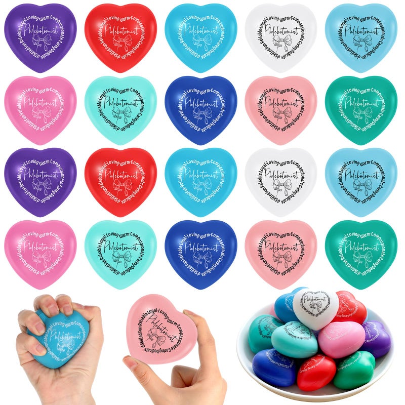 Arrowbash 20 Pcs Phlebotomist Heart Stress Balls Bulk Phlebotomy Nurse Thank You Appreciation Gifts Multicolor Relief Stress Ball Nursing Assistants Adult Medical Work Valentine Team Gifts - Image 1