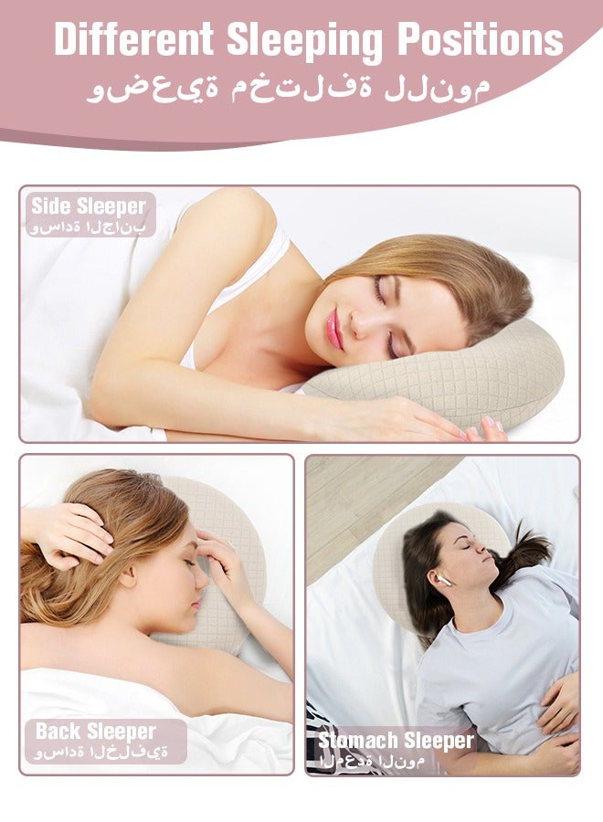 Ear Piercing Pillow for Side Sleepers, Ear Pillows with Holes for Ear Pain, Ear Inflammation Pressure Sores, Cotton Earring Pillow for CNH Side Sleepers, Beige  - Image 5