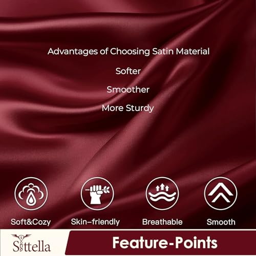 SITTELLA® 72x46 cm Set of 2 Satin Silk Pillow Covers | 600 TC Soft Pillowcase for Hair & Skin | Envelope Closure | Maroon |1 Free Scrunchie Included - Image 4