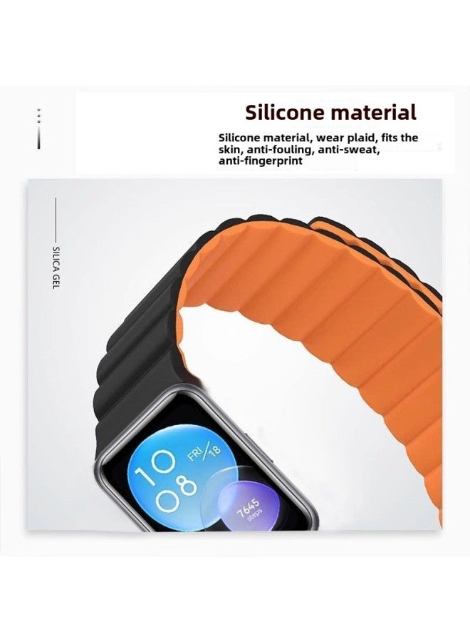 مناسبة لساعة Huawei Fit3 بحزام سيليكون بحلقة مغناطيسية Fit2 Sports Smart Watch معصم الصيف - اللون: ينطبق على سلسلة Huawei Fit3 - [ميلك تي روك وايت] حزام ساعة مغناطيسي من السيليكون - Image 5