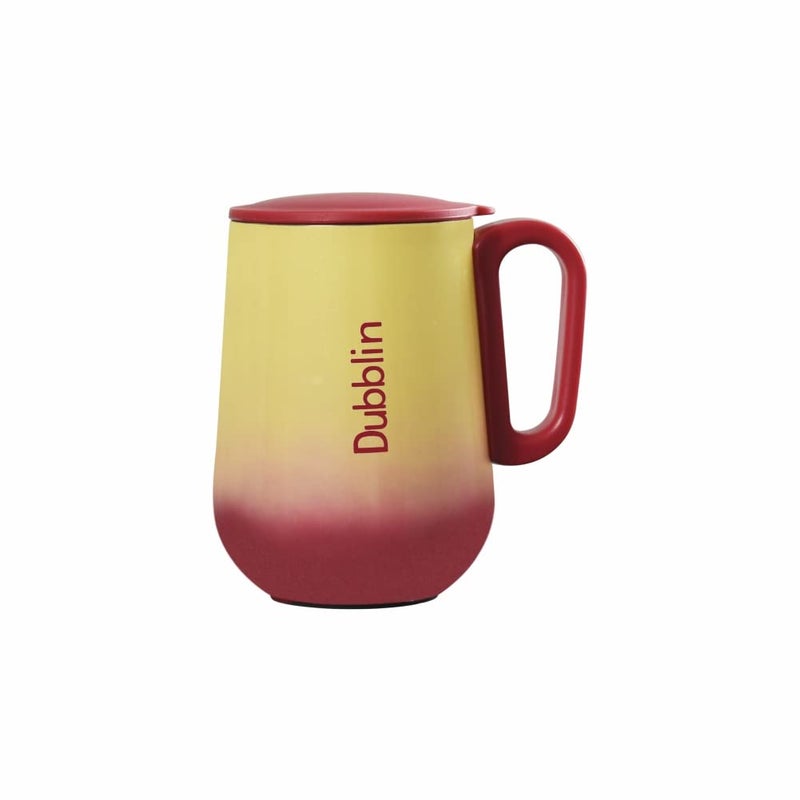 DUBBLIN Rugby Stainless Steel Unbreakable Tea Coffee Mug Double Wall with Handle and Lid Wide Mouth Mug Keeps Beverages Hot Cold 270 ML Red - Image 1