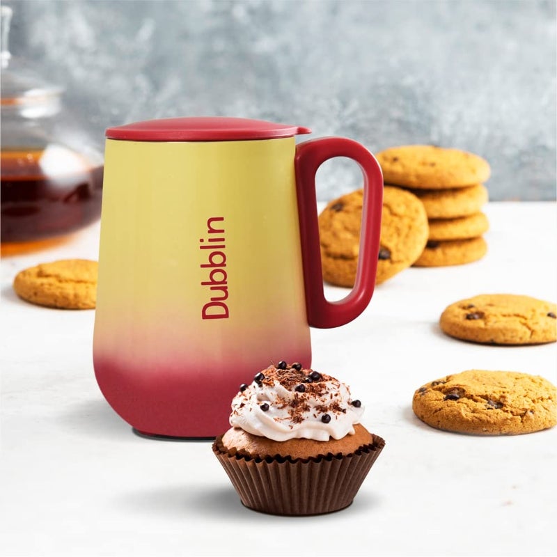 DUBBLIN Rugby Stainless Steel Unbreakable Tea Coffee Mug Double Wall with Handle and Lid Wide Mouth Mug Keeps Beverages Hot Cold 270 ML Red - Image 5