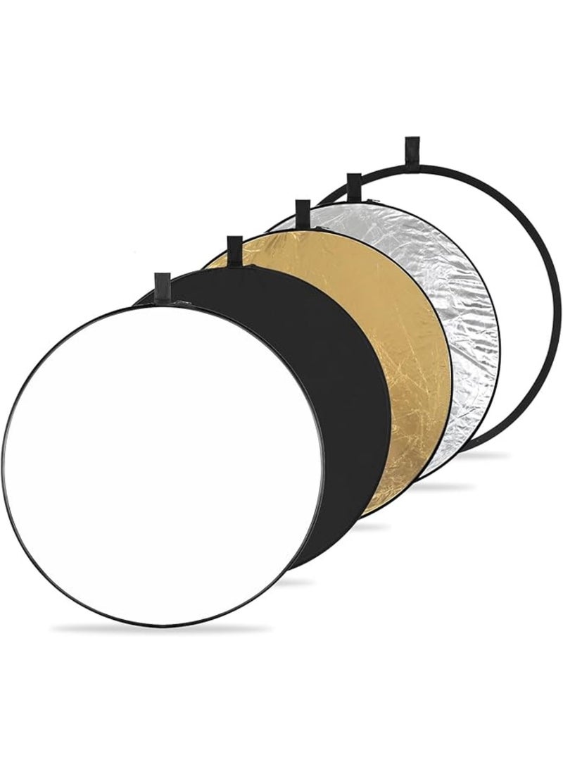 YelaJoy 5-in-1 Light Reflector 32"(80cm) Photography Diffuser Collapsible Portable for Studio and Outdoor Lighting Gold Silver White Black Translucent  - Image 1