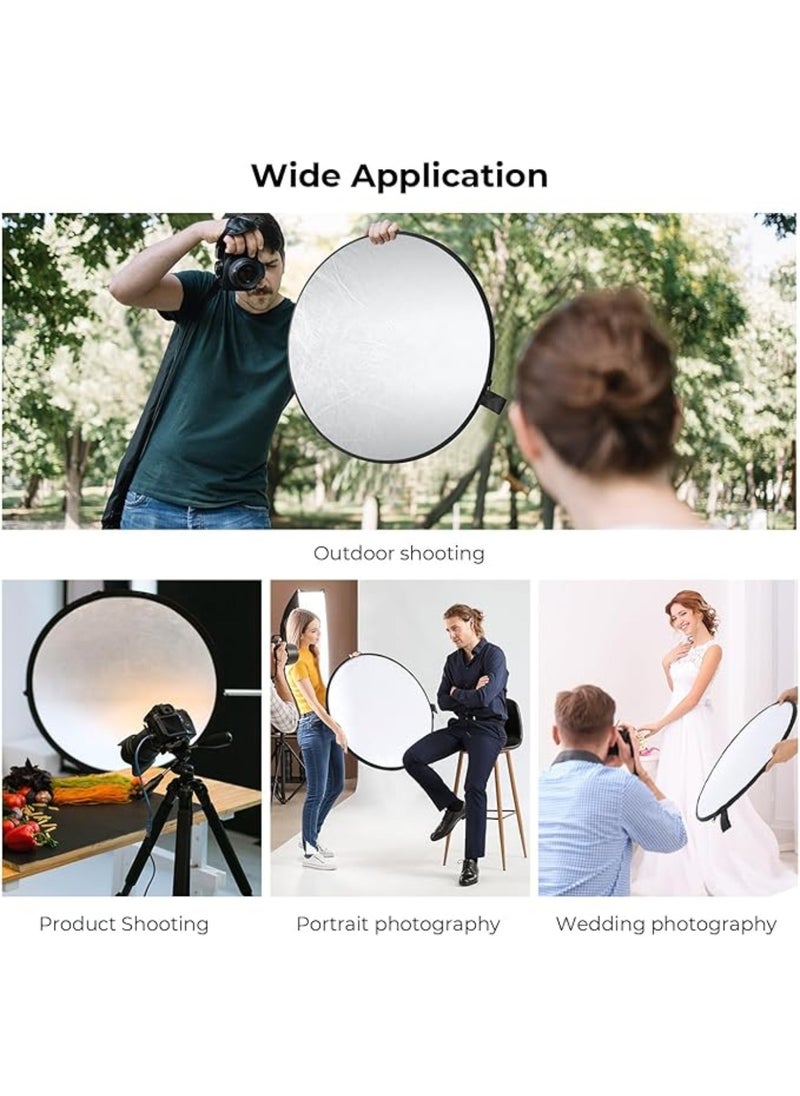 YelaJoy 5-in-1 Light Reflector 32"(80cm) Photography Diffuser Collapsible Portable for Studio and Outdoor Lighting Gold Silver White Black Translucent  - Image 5