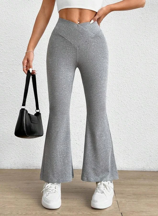 تايك تو بنطال واسع بخصر عالي سادة