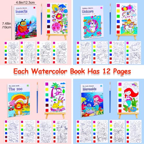 JUNQIU US JUNQIU 4Pack Paint with Water Books for Kids, Watercolor Painting Coloring Books for Toddlers, Magic Paint Set for Kids, Art Craft Kits Easter Basket Stuffers For Girls Boys - Image 4