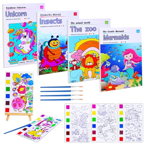 JUNQIU US JUNQIU 4Pack Paint with Water Books for Kids, Watercolor Painting Coloring Books for Toddlers, Magic Paint Set for Kids, Art Craft Kits Easter Basket Stuffers For Girls Boys - Image 1