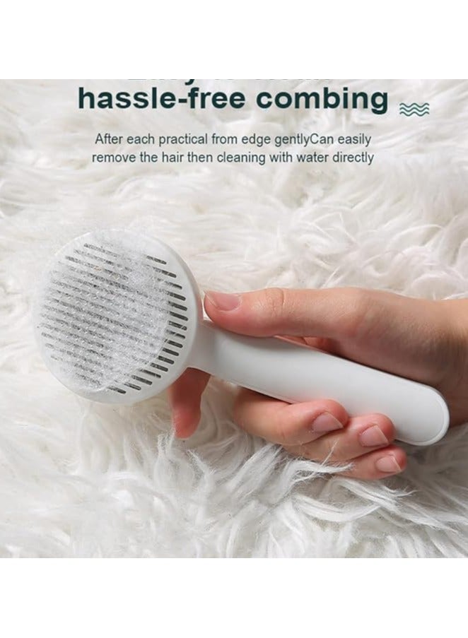 Pet Grooming Brush for Cats and Dogs,Self-Cleaning Sliker Brush for Removes Mats, Tangles, and Loose Hair, Shedding Brush for Short or Long Haired Cats/Dogs - Image 2