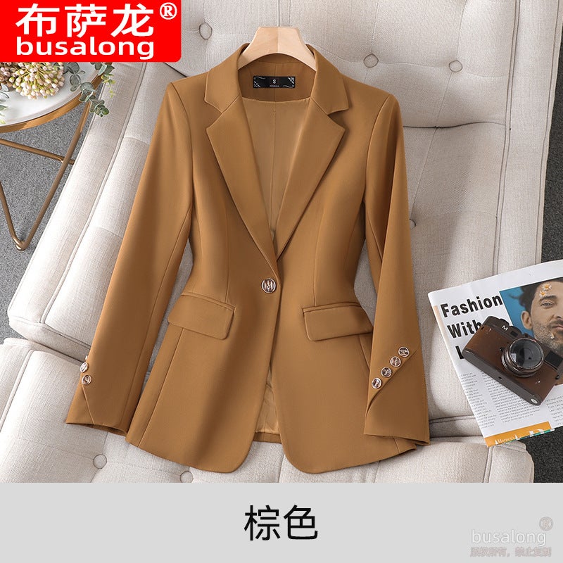 New Busalong busalong Womens Long-sleeved Professional Suit Formal Womens Coat Work Clothes 8826 Brown coat  - Image 1