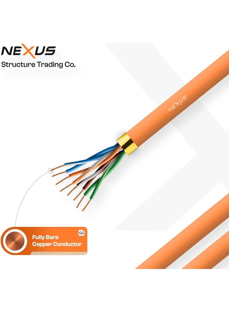 NEXUS CAT6A, 23AWG, 10Gbps Transfer Rate, 500Mhz Frequency, Full Bare Copper Conductor , Weather Proof JVC Jacket, 305m Cable Length, Orange - Image 3