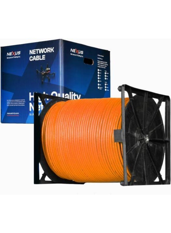 NEXUS CAT6A, 23AWG, 10Gbps Transfer Rate, 500Mhz Frequency, Full Bare Copper Conductor , Weather Proof JVC Jacket, 305m Cable Length, Orange - Image 1