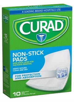 CURAD Non-Stick Pads, 3 Inches X 4 Inches 10 Count  - Image 1