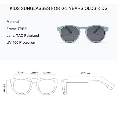 VideMundi Baby Sunglasses with Strap Polarized Flexible UV400 for Infant Toddler Boys Girls Age 024 Months Anemone Green Round - Image 3