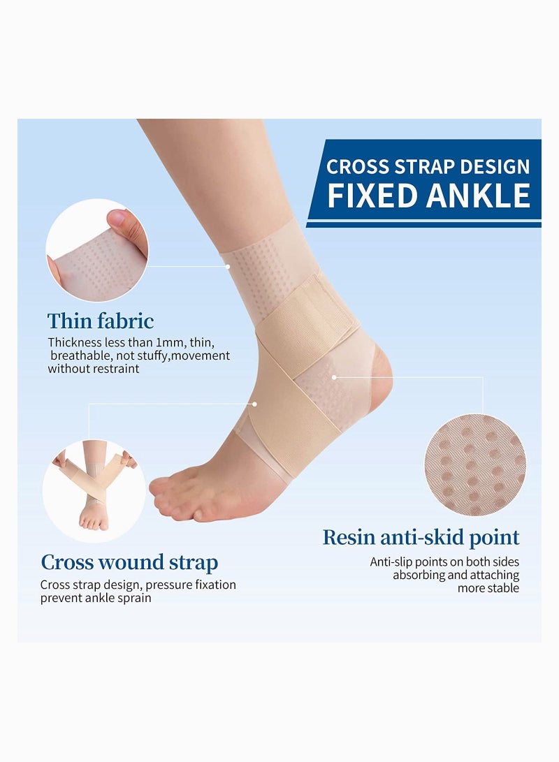 Ankle Braces, Ultra Thin Breathable Adjustable Nonslip Compression Ankle Braces for Plantar Fasciitis Stabilizing Ligaments, Sports Injury Recovery Straps for Ankle Sprain Rehabilitation
