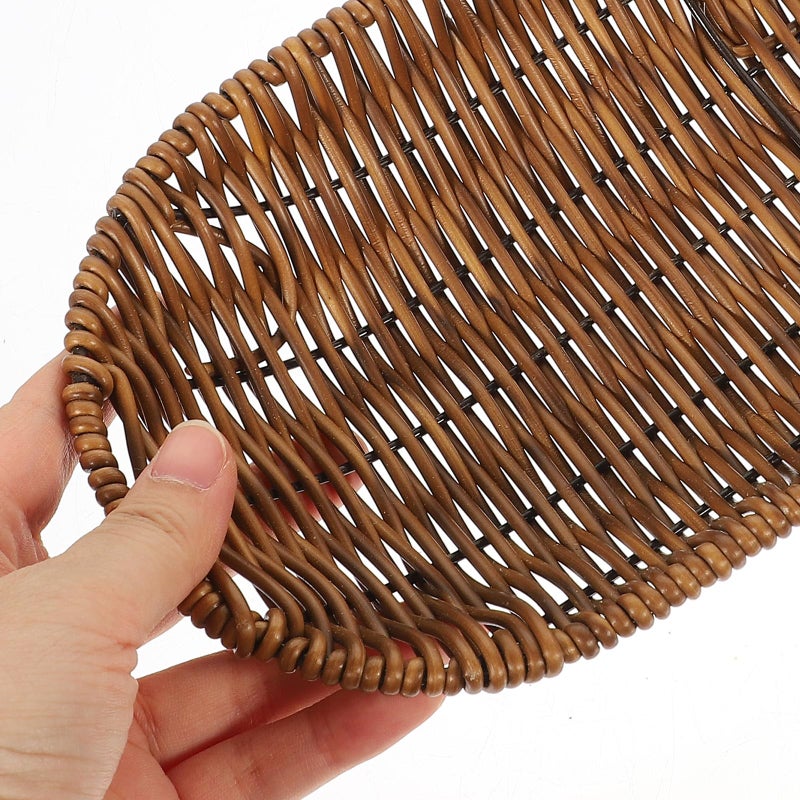 سلة خبز من الروطان المنسوج يدويًا مقاس 30x14x3.5 سم، صينية تقديم ريفية للمطبخ وغرفة الطعام - Image 5