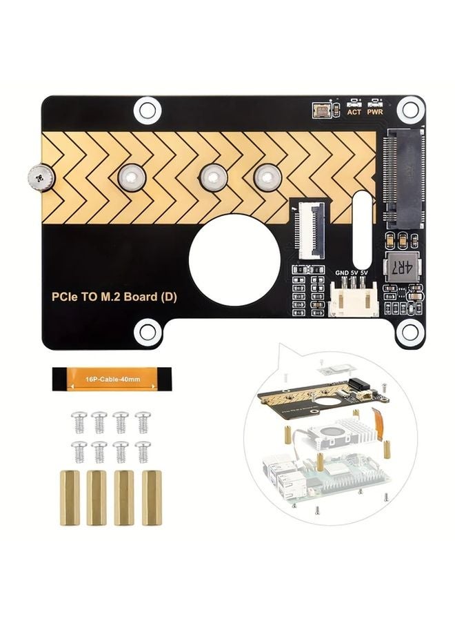 1pc PCIe to M2 Adapter Board for Raspberry Pi 5 NVMe SSD Support High Speed Reading Writing - Image 2