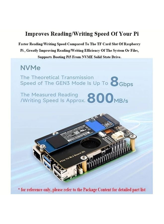 1pc PCIe to M2 Adapter Board for Raspberry Pi 5 NVMe SSD Support High Speed Reading Writing - Image 3