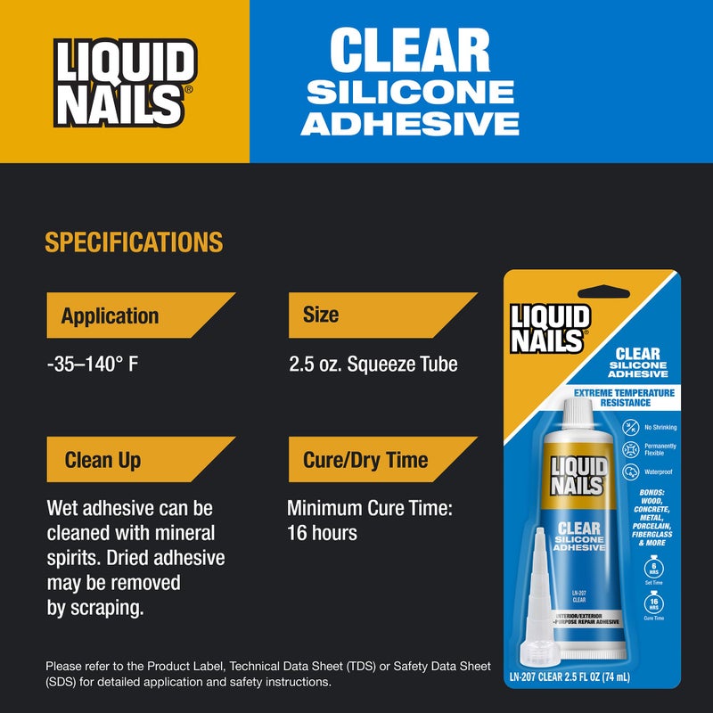 Liquid Nails Clear Small Projects Silicone Adhesive, 2.5 oz - Image 4