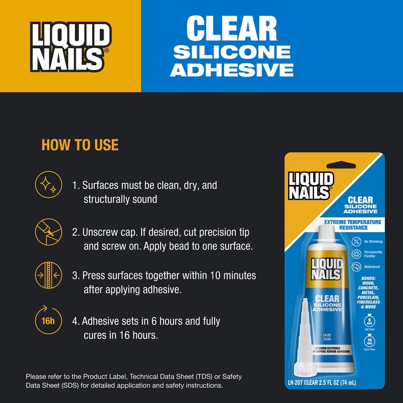 Liquid Nails Clear Small Projects Silicone Adhesive, 2.5 oz - Image 3