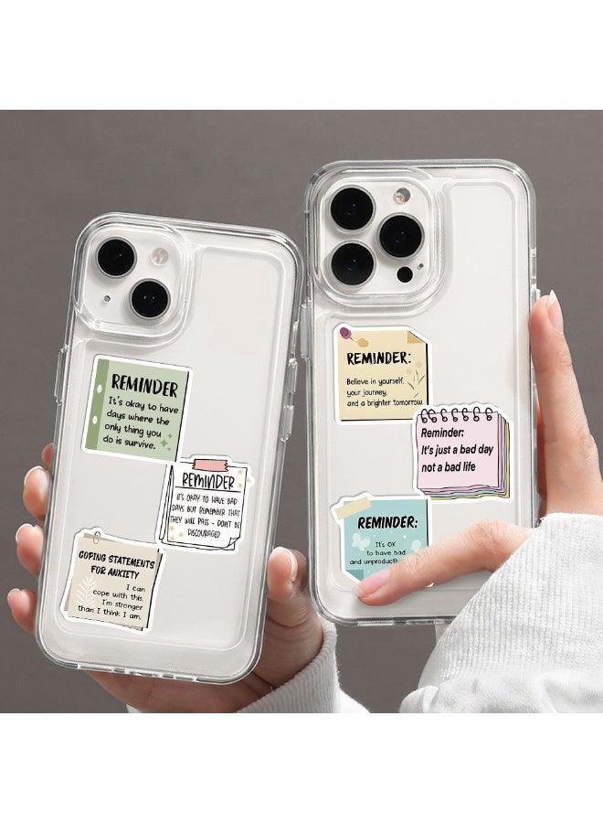 50 Motivational Reminder Stickers - Positive Quote Vinyl Decals, Motivational Self-Adhesive Stickers for Water Bottles, Laptops, Plastic Surfaces, Irregular Shape, Cartoon Pattern, Reusable, Matte Finish, English Text - Image 5