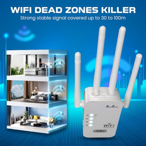 PunnkFunnk WiFi Repeater 300Mbps | 2.4GHz Wireless Extender for Home | Up to 10 Devices, 10m Coverage | Dual LAN Ports, Router & AP Mode, 4 Antenna - Image 5