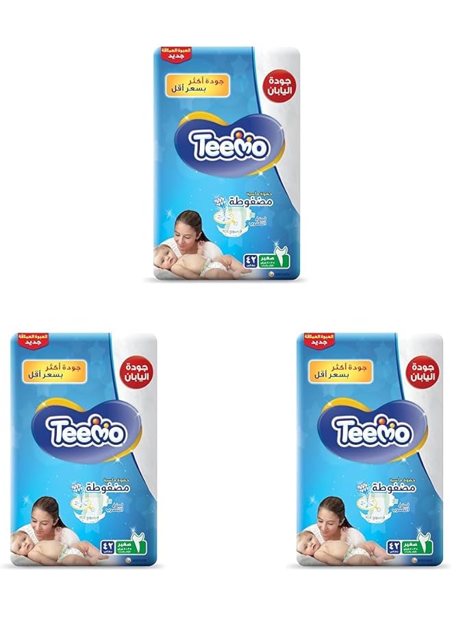 Teemo Compressed Diamond Pad Size 2 Small 3.5 7 Kg 42 Diapers (Pack Of 3)
