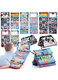 Generic 0-2 Years Old Foldable Ha Ha Mirror Baby Cloth Book With Tooth Glue Tear Baby Cloth Book Early Education Play-Color:Black And White Double-sided Folding Board + Ha Ha Mirror + Gum Bag 0.25kg  - Image 3