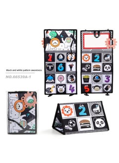 Generic 0-2 Years Old Foldable Ha Ha Mirror Baby Cloth Book With Tooth Glue Tear Baby Cloth Book Early Education Play-Color:Black And White Double-sided Folding Board + Ha Ha Mirror + Gum Bag 0.25kg  - Image 1