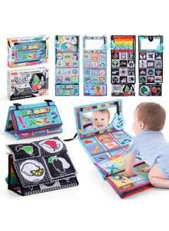 Generic 0-2 Years Old Foldable Ha Ha Mirror Baby Cloth Book With Tooth Glue Tear Baby Cloth Book Early Education Play-Color:Black And White Double-sided Folding Board + Ha Ha Mirror + Gum Bag 0.25kg  - Image 2
