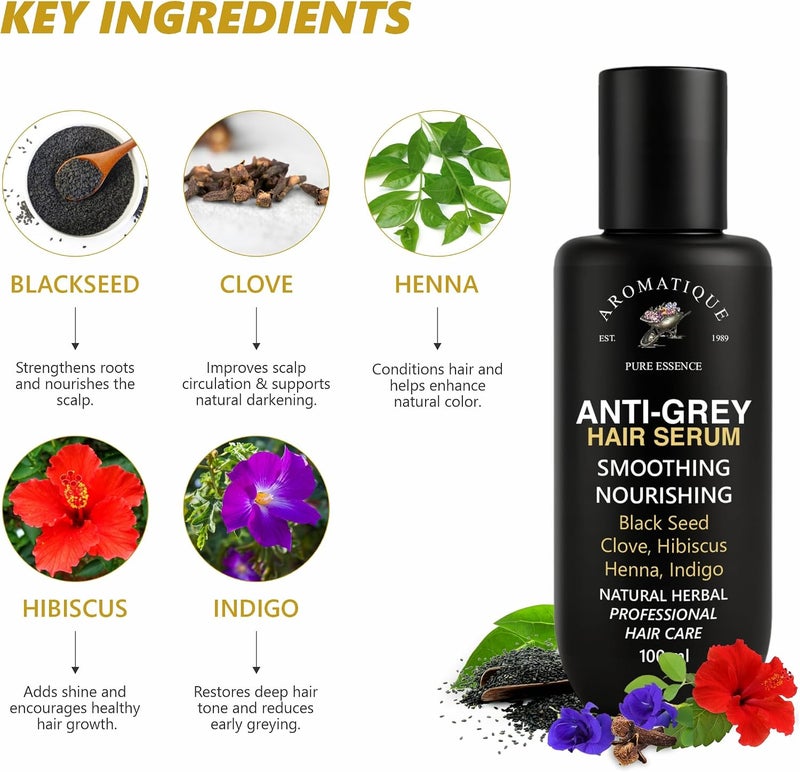 AROMATIQUE Anti Grey Hair Serum Spray – 100ml | Helps Maintain Natural Hair Color | Lightweight, Non-Greasy Formula | With Botanical Extracts | Suitable for Men & Women - Image 2