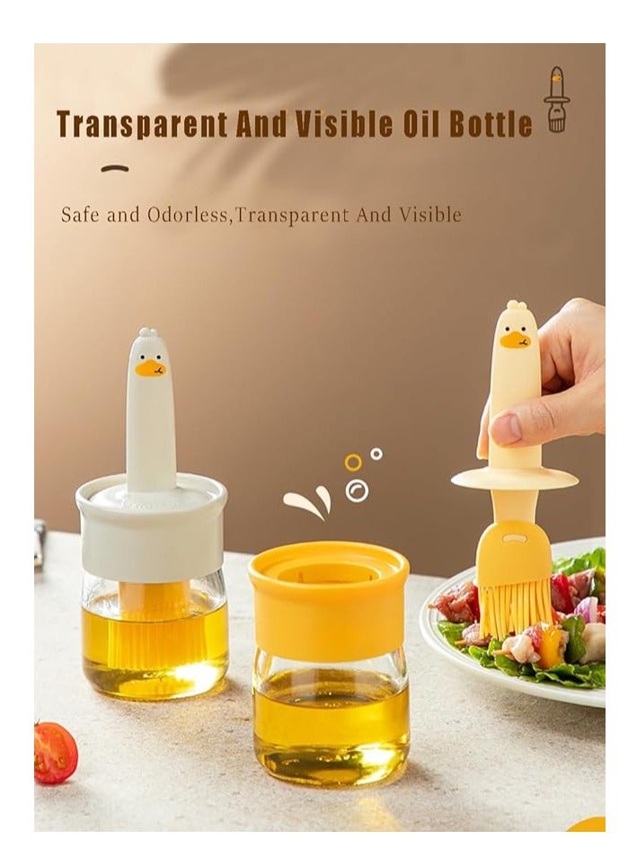 Glass Olive Oil Dispenser Bottle with Silicone Brush – 200ml Cute Duck Design, Oil Sprayer for Cooking, Frying, BBQ, Salad, Baking, Non-Drip Oil Bottle, Kitchen Accessory, Easy Pour Olive Oil Container, Reusable Silicone Brush for Precise Application - Image 4