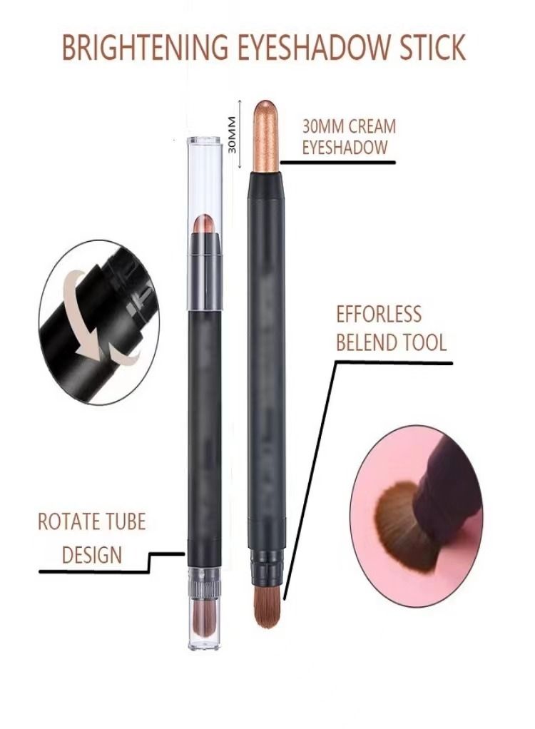 Generic Eye Shadow Stick Double Head Metal Flash High Gloss Soft Pigment Shiny Waterproof Durable Eye Shadow Pen For Women 1 Piece  - Image 3