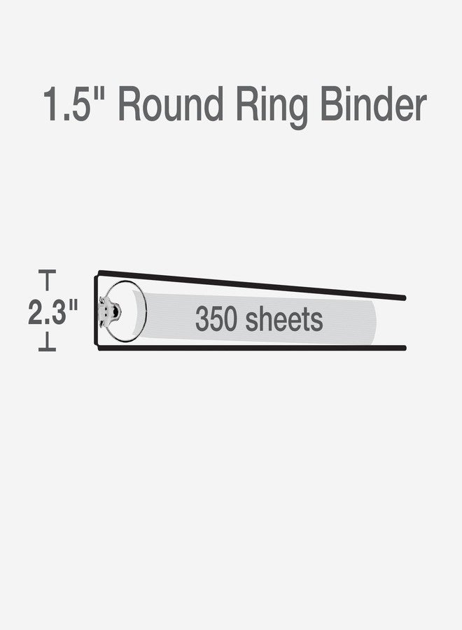 Cardinal Two Tone 3 Ring Binders, Binders for School and Office, Black/Rainbow, Durable 1.5 inch Round Rings, Holds 350 Sheets, Presentation Cover, Clear Pockets, Non-Stick, 6 Pack (1000834) - Image 3