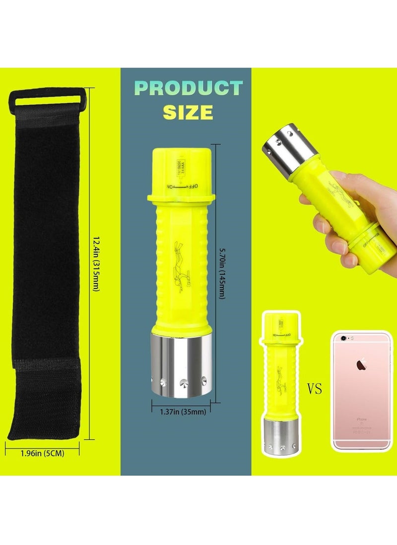 Generic - 2 Pcs Scuba Diving Flashlight, IPX8 Waterproof Underwater Professional Diving Flashlight, 1200 Lumens & 3 Modes Underwater Flashlight for Scuba Diving, Night Snorkeling (Battery Not Include) - Image 1