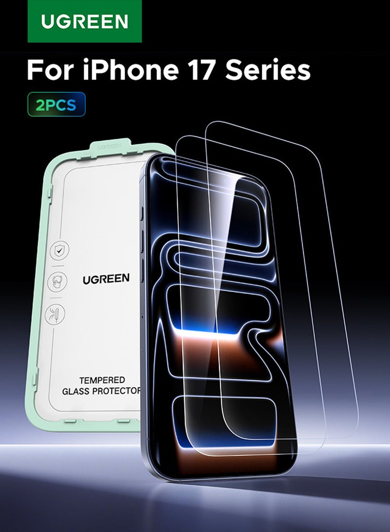 Ugreen 2-Pack for iPhone 17 Pro Max Screen Protector, 9H Hardness, Military-grade Shockproof, Ultra HD Clear Tempered-Glass with Easy Installation Tool, Anti-Fingerprint, Scratch Resistant, Case Friendly - - Image 1