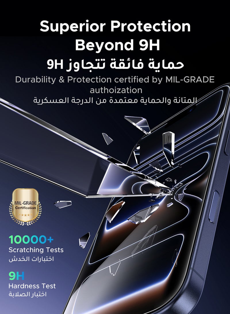 Ugreen 2-Pack for iPhone 17 Pro Max Screen Protector, 9H Hardness, Military-grade Shockproof, Ultra HD Clear Tempered-Glass with Easy Installation Tool, Anti-Fingerprint, Scratch Resistant, Case Friendly - - Image 5