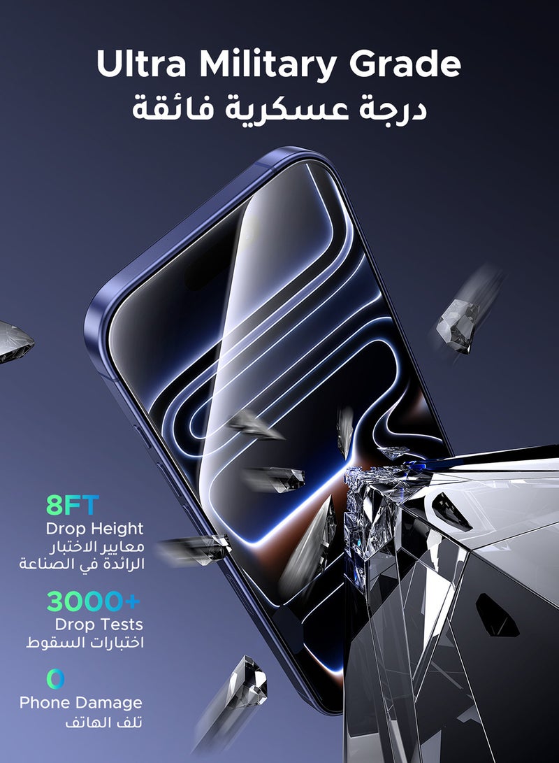 Ugreen 2-Pack for iPhone 17 Pro Max Screen Protector, 9H Hardness, Military-grade Shockproof, Ultra HD Clear Tempered-Glass with Easy Installation Tool, Anti-Fingerprint, Scratch Resistant, Case Friendly - - Image 3