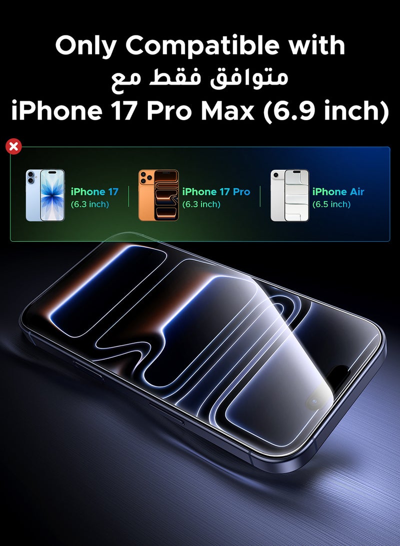 2-Pack for iPhone 17 Pro Max Screen Protector, 9H Hardness, Military-grade Shockproof, Ultra HD Clear Tempered-Glass with Easy Installation Tool, Anti image 8