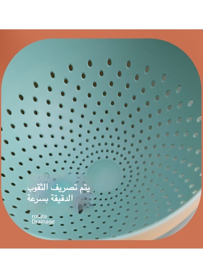 مصفاة دوارة مع مقبض | مصفاة مزدوجة الطبقة إبداعية لتخزين الفواكه وغسل الخضروات في المطبخ  - Image 5