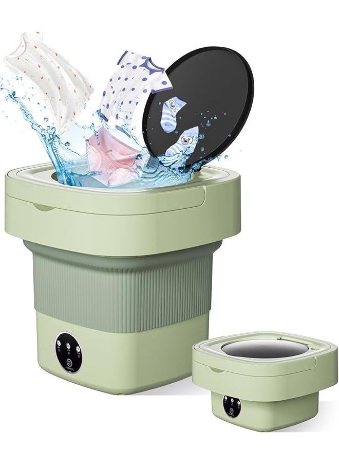 erorex Portable Washing Machine 9L Mini Laundry Washer With 3 Cleaning Modes For Underwear Baby Clothes Sock Small Delicates. Foldable Washer And Dryer Combo For Apartment Home Hotel Camping Rv Green  - Image 1