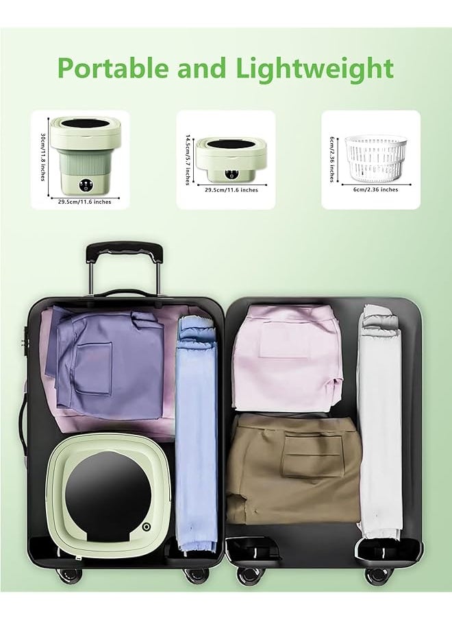 erorex Portable Washing Machine 9L Mini Laundry Washer With 3 Cleaning Modes For Underwear Baby Clothes Sock Small Delicates. Foldable Washer And Dryer Combo For Apartment Home Hotel Camping Rv Green  - Image 2