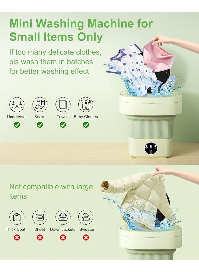 erorex Portable Washing Machine 9L Mini Laundry Washer With 3 Cleaning Modes For Underwear Baby Clothes Sock Small Delicates. Foldable Washer And Dryer Combo For Apartment Home Hotel Camping Rv Green  - Image 5