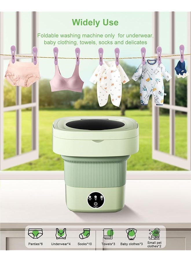 erorex Portable Washing Machine 9L Mini Laundry Washer With 3 Cleaning Modes For Underwear Baby Clothes Sock Small Delicates. Foldable Washer And Dryer Combo For Apartment Home Hotel Camping Rv Green  - Image 4