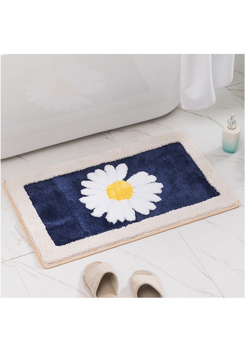 Bluejw Daisy Bath Mat Non-Slip Soft Adorable Boho Floral Bath Rugs Machine Washable Bathtub Mat Water Absorbent Plush Shaggy Carpet Thick Bathroom Kitchen Floor Microfiber Doormat 60x90cm - Image 2