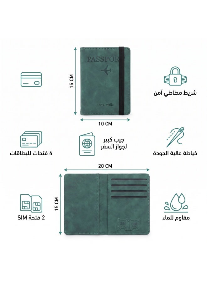 Premium Travel Wallet & Passport Holder with Elastic Band | Water-Resistant Organizer with 4 Card Slots & 2 SIM Pockets - Image 2