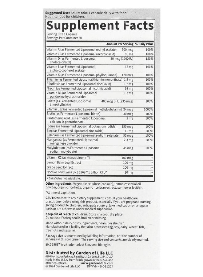 Garden of Life Dr. Formulated Multi+ Heart Health 30 Capsules - Image 2