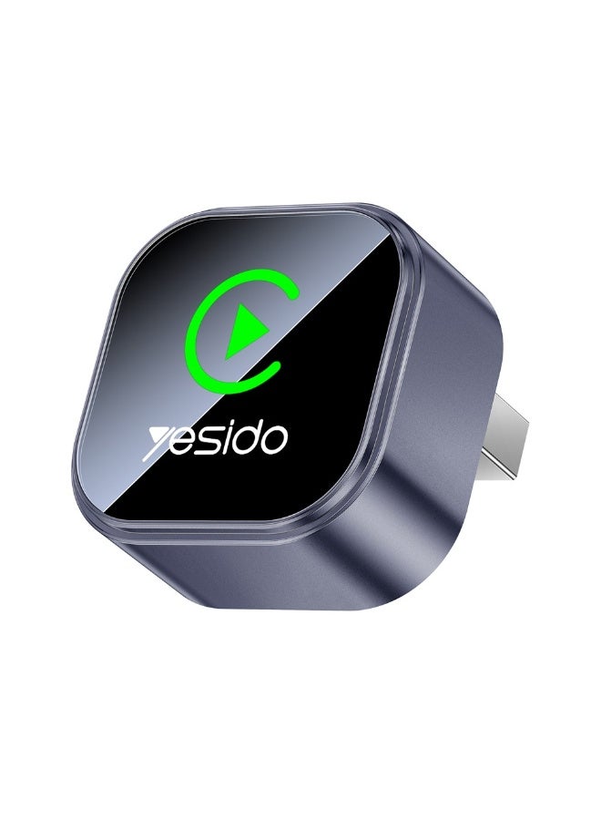 Yesido KM31 2-in-1 Wireless CarPlay & Android Auto Adapter Mini Smart Dongle Aluminum Alloy & Acrylic Black - 1 Piece - Image 1