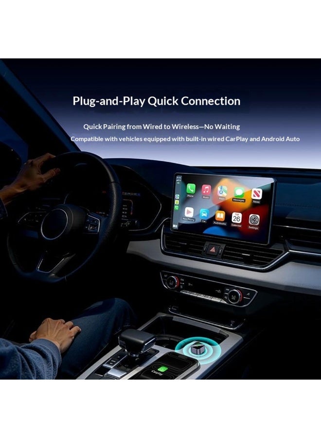 Yesido KM31 2-in-1 Wireless CarPlay & Android Auto Adapter Mini Smart Dongle Aluminum Alloy & Acrylic Black - 1 Piece - Image 4